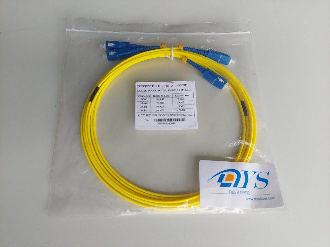 Dây nhảy quang SC-SC Singlemode Duplex 3M