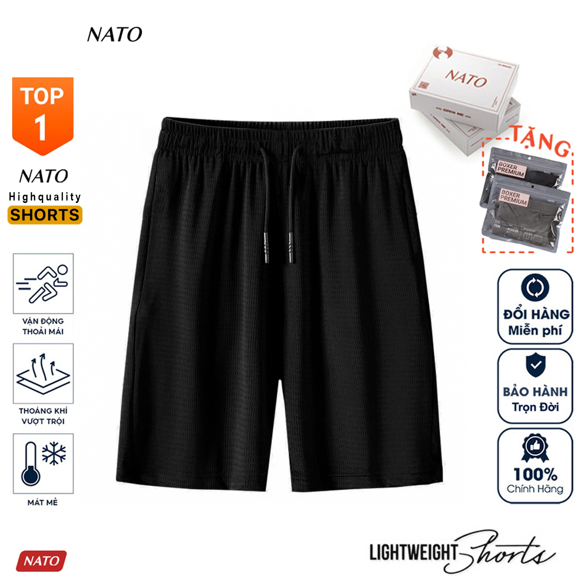 Quần Short SHORTS Thể Thao Nam Vải Cotton Thun Lạnh Gió Có Túi Xịn Trơn Màu Đen Có Lỗ Dây Co Giãn Đẹp Quần Ngắn Đùi NATO