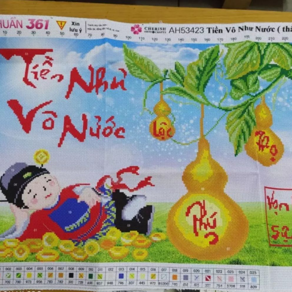 Xả hàng tồn Tranh thêu tiền vô như nước 53423