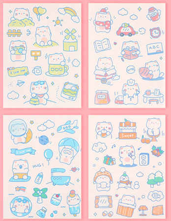Sét 4 Tấm Sticker Mèo Tròn