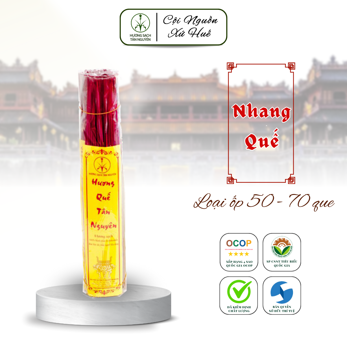 Nhang quế Tân Nguyên, nhang quế huế 100% nguyên chất thẻ nhỏ 50 que, 70 que tiện dụng