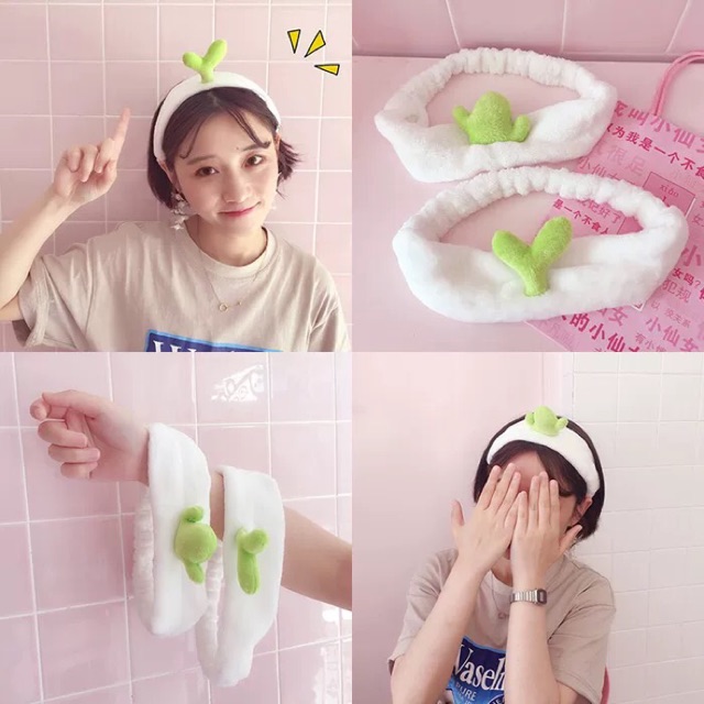 Băng đô cài tóc rửa mặt hình mầm cây