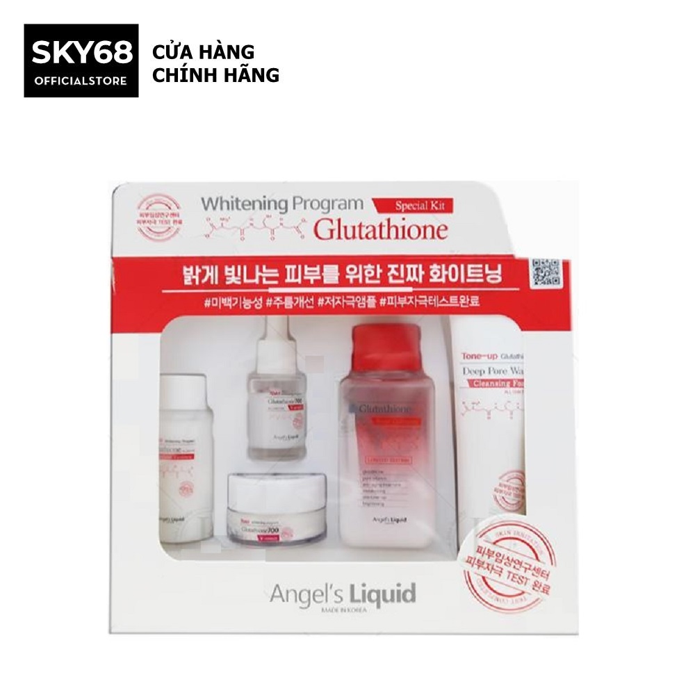 Bộ kit 5 món Dưỡng Trắng Da, Làm Mờ Thâm Angel's Liquid Whitening Program Special Kit Glutathione