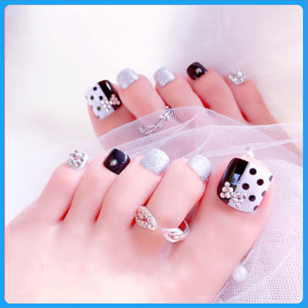 Hộp 24 Móng chân giả , nail giả , móng giả C3 (kèm keo dán)