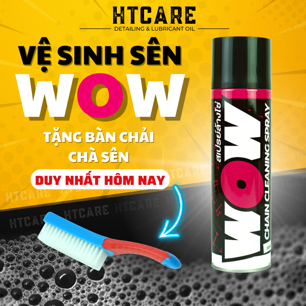 Xịt vệ sinh sên cao cấp wow spray 600ml lube71 tẩy nhanh nhông sên dĩa nhập khẩu thái lan