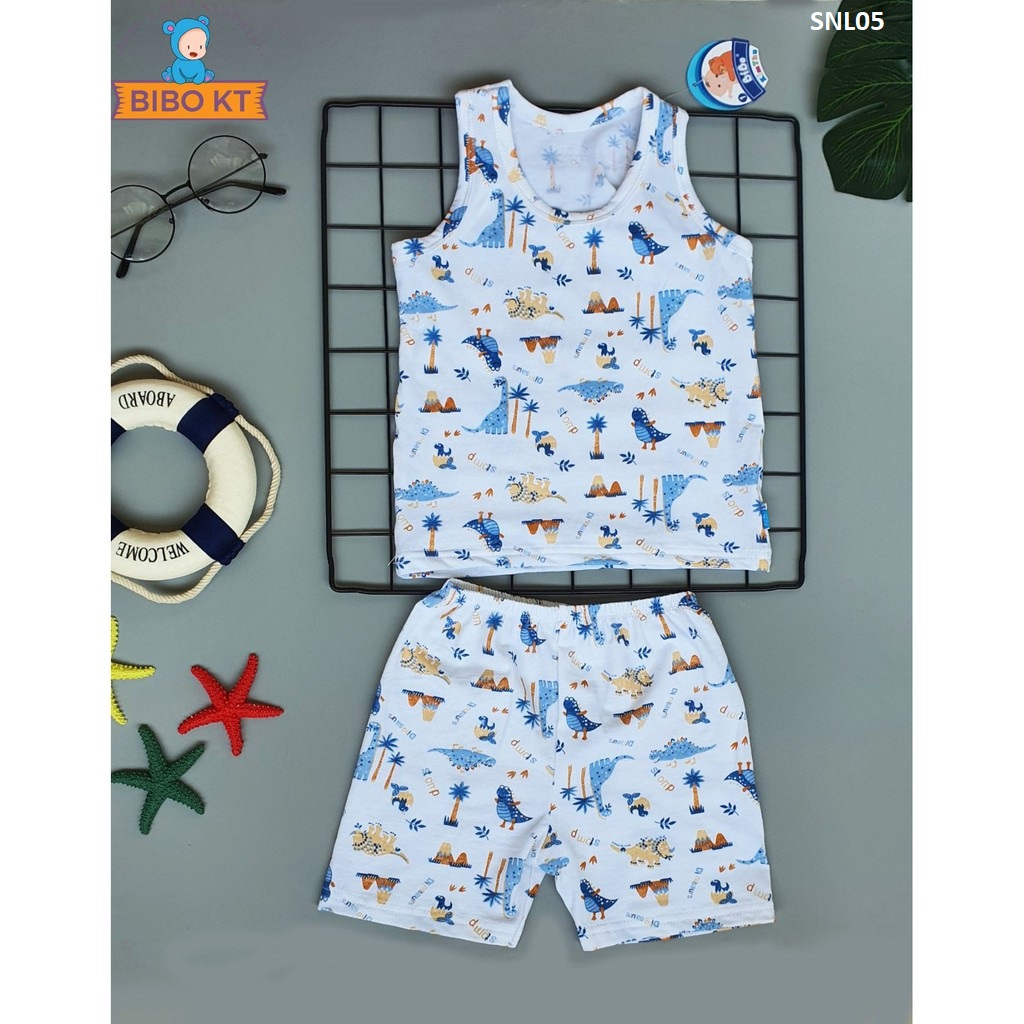 Bộ sát nách cotton lụa mát mềm họa tiết động vật xinh xắn Bibo Kim Thu size 1-5