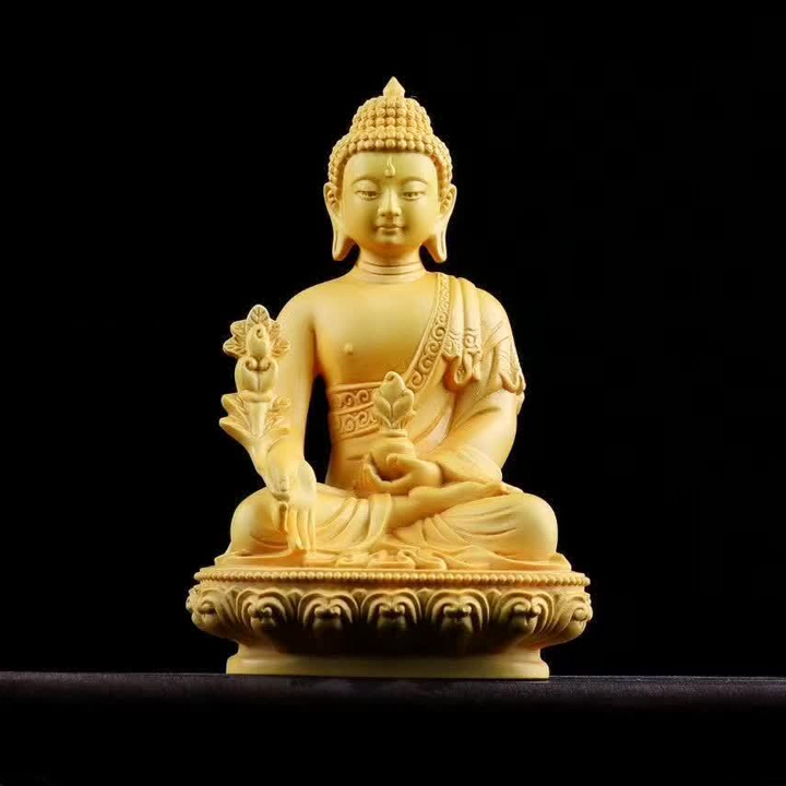 Tượng Phật Dược Sư bằng gỗ hoàng dương- C145