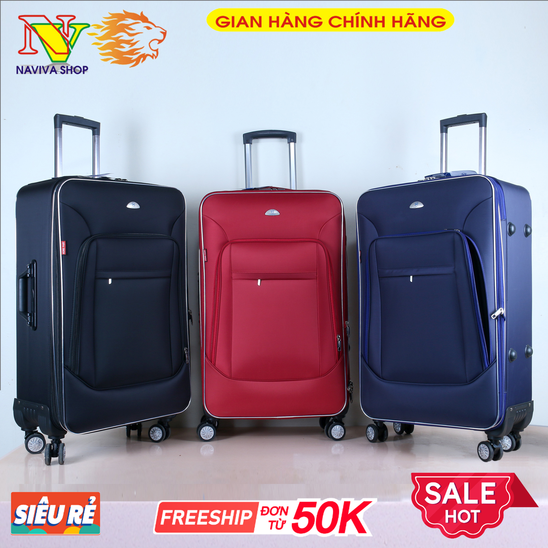 Vali kéo vải dù. Vali vải HÙNG PHÁT VL-X022 * Size 20, 24, 28 * 4 bánh xoay 360 độ, vải dù cao cấp chống thấm. Sang trọng, lịch sự