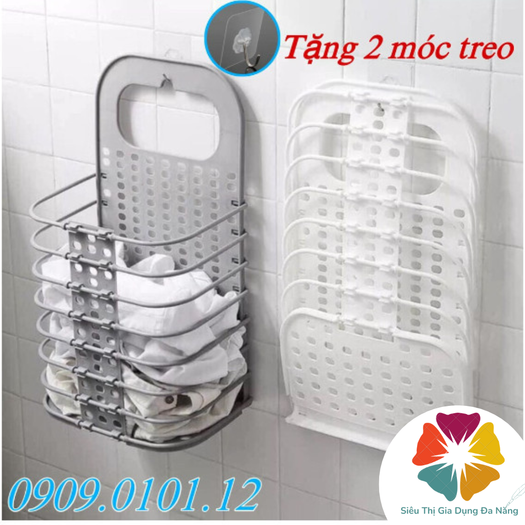 Giỏ đựng quần áo treo tường, xọt nhựa đa năng cao cấp, giỏ treo tường gấp gọn
