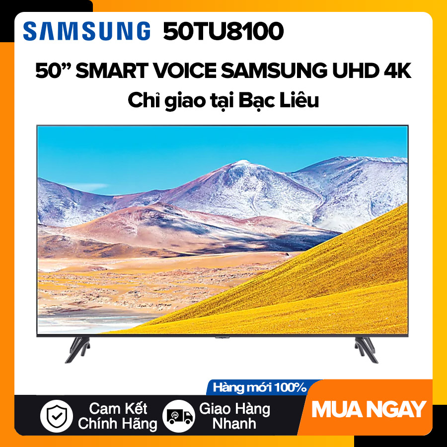 Smart voice tivi samsung 50 inch uhd 4k - model 50tu8100 điều khiển giọng nói, netflix, vieon, mytv, vtv go, galaxy play, dvb-t2 - bảo hành 2 năm