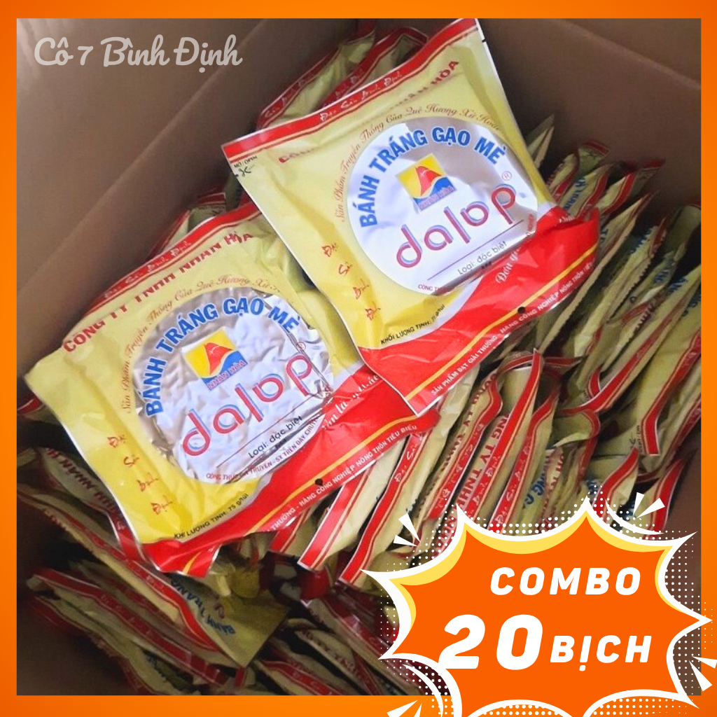 COMBO 20 bịch gói bánh tráng gạo mè nướng sẵn Dalop - Bánh tráng gạo nướng Bình Định