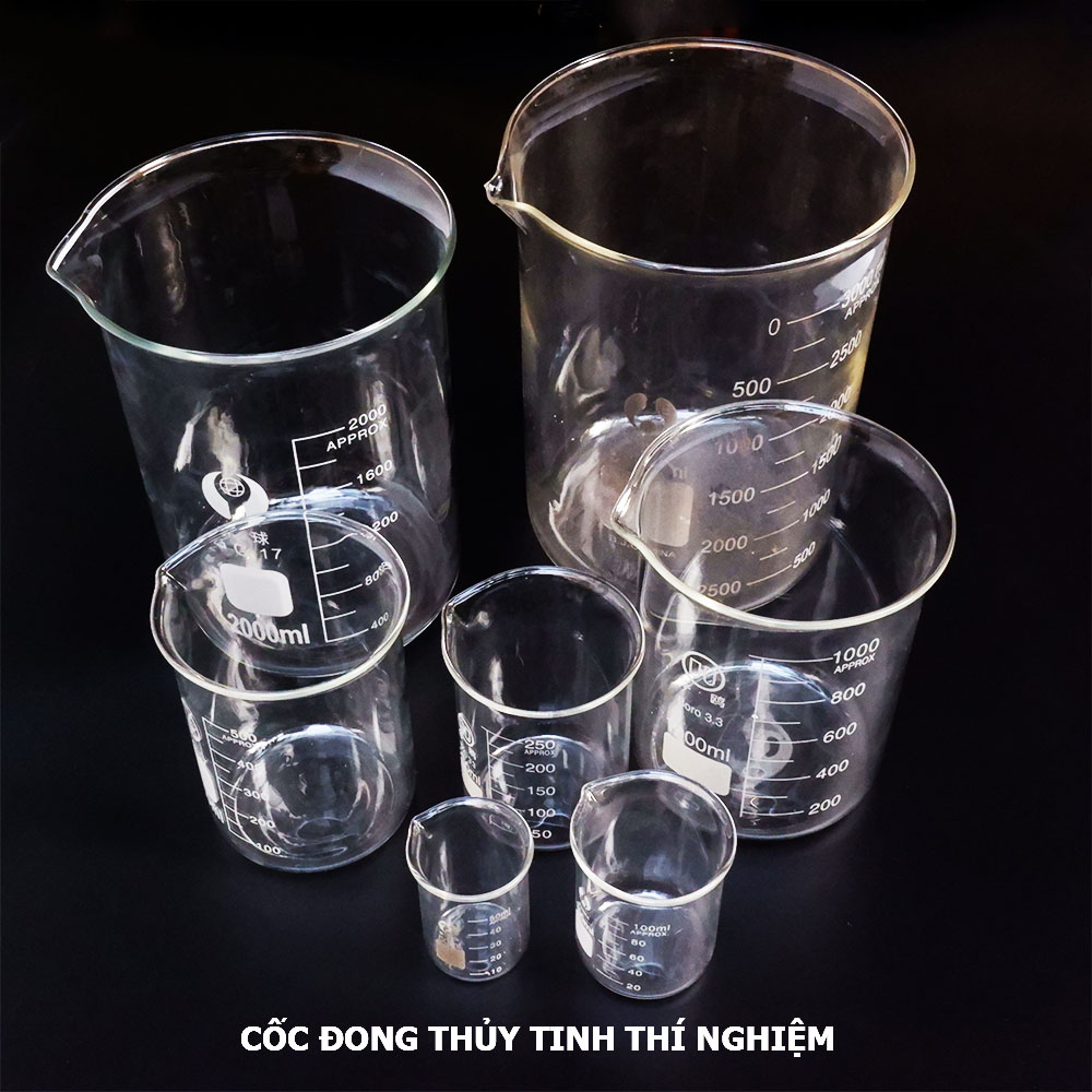 Cốc thủy tinh thí nghiệm chịu nhiệt có chia vạch đo thể tích