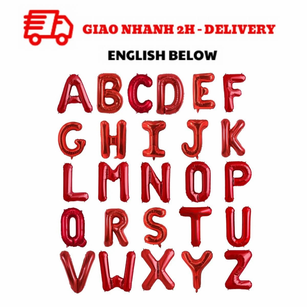 Bóng chữ đỏ 40cm - red foil balloon letter bso37