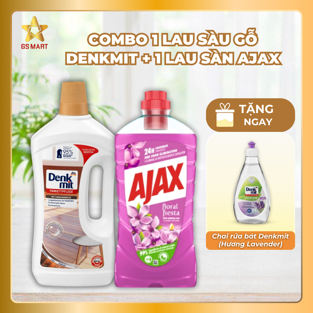 Nước Lau Sàn Gạch Hương Hoa AJAX Ba Lan 1000ML, Nhập Khẩu Chính Hãng, Bảo Vệ Gạch, Đuổi Côn Trùng