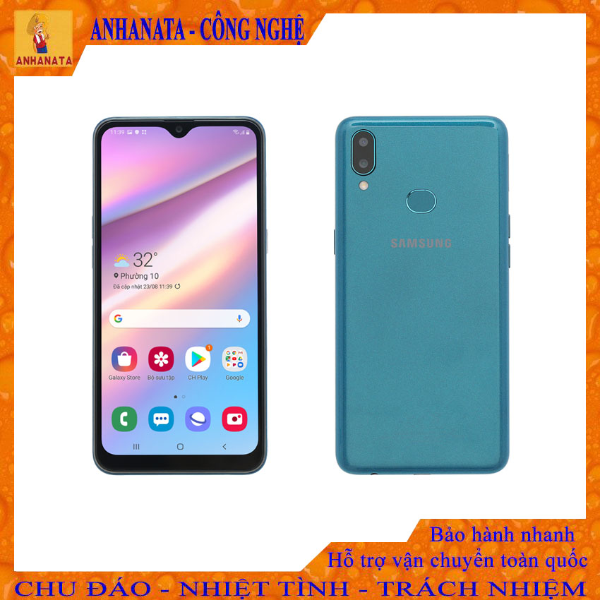 Điện thoại samsung a10s, ram 2g, rom 32g, 2 camera sau 13mpx 2mpx, camera trước 8mpx, pin 4000mah