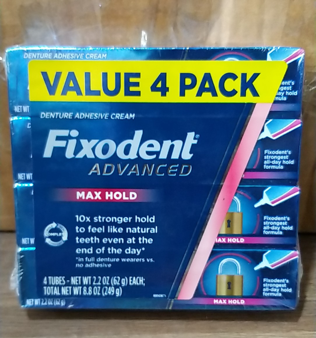 Keo dán hàm răng giả fixodent advanced max hold denture adhesive cream 62g của mỹ