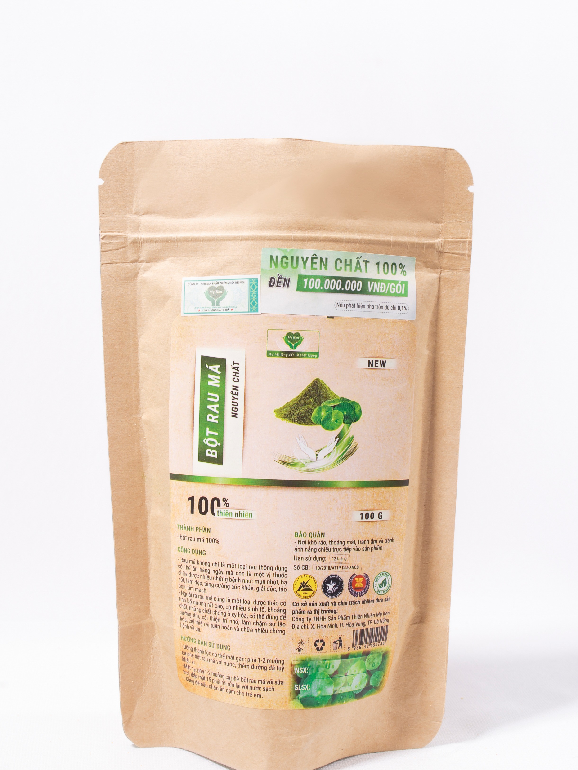 Bột rau má nguyên chất mẹ ken-gói 100gr