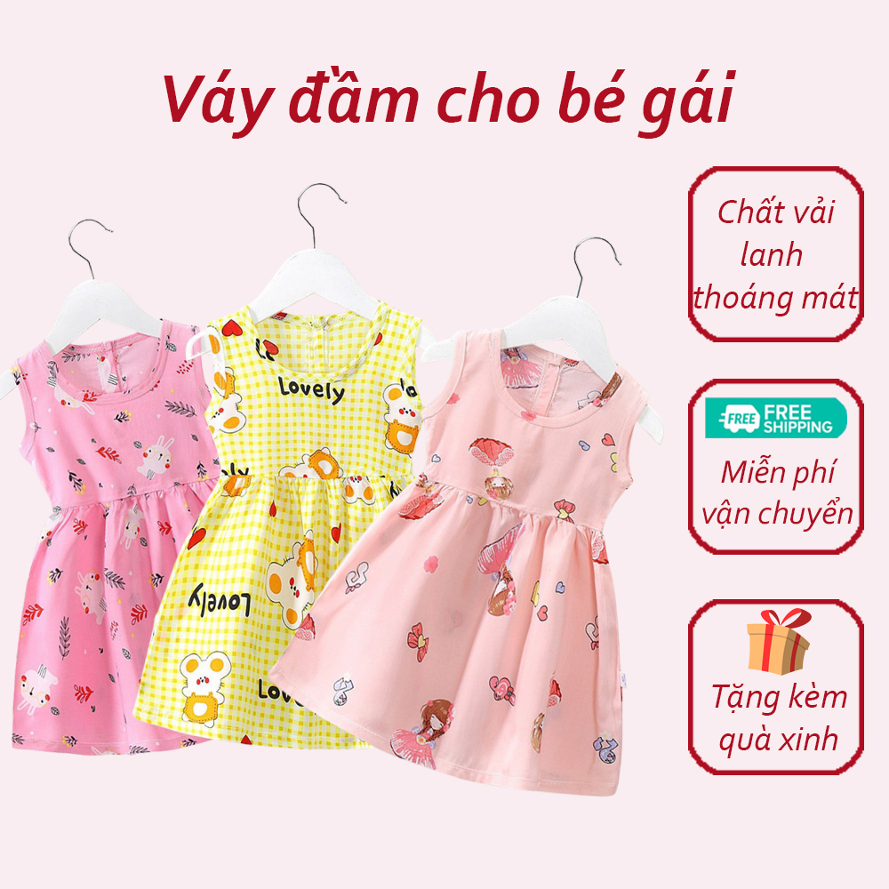 Váy đầm cho bé gái cổ tròn không tay từ 9-20kg