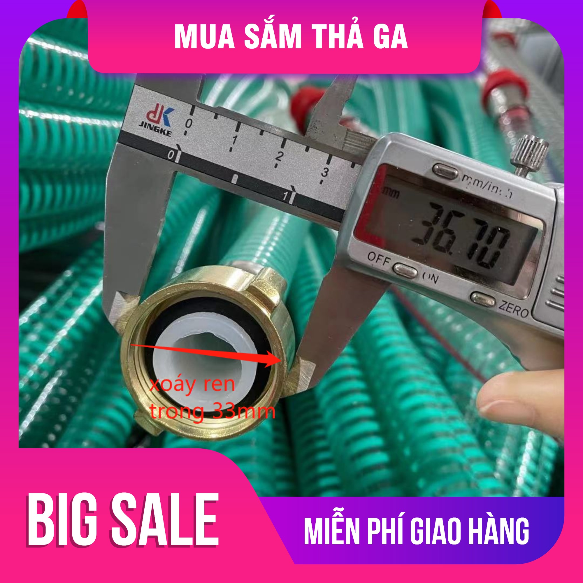 Dây hút nước 2.1M có lò xo máy rửa xe 2HP ty 30 phi ống 22mm chống gập lõi thép xoáy ren trong 33mm xit thuoc tưới cây
