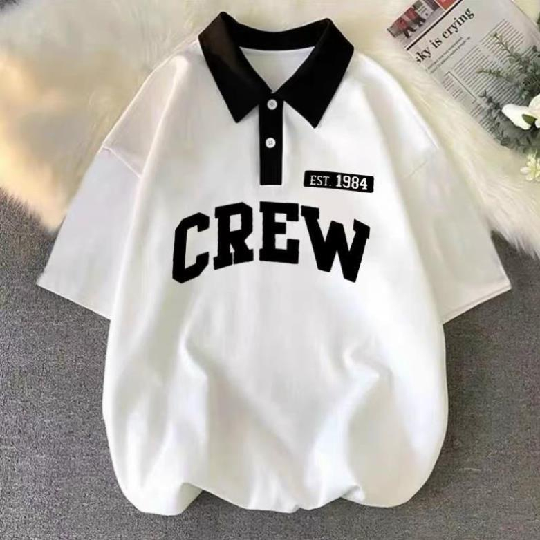 Áo Thun polo nam nữ Cr.ew in to form rộng Unisex