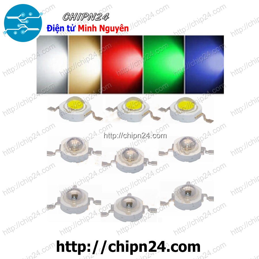 [1 con] (kg1) led 1w luxeon (đỏ-vàng-xanh lá-dương-trắng sáng-ấm-cam) - [chọn loại]
