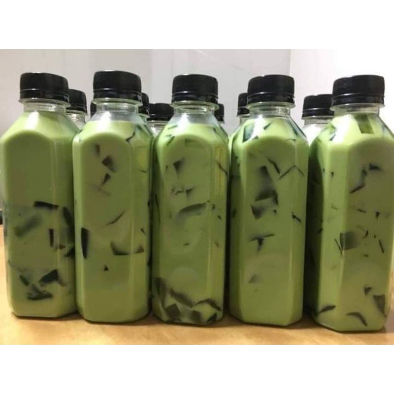 Combo 50 chai tròn-vuông 330ml đựng nước, trà sữa kèm nắp đen