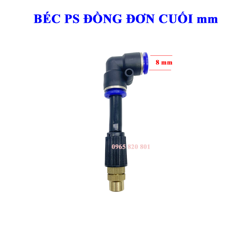 Béc phun sương đồng đơn kèm góc 8mm