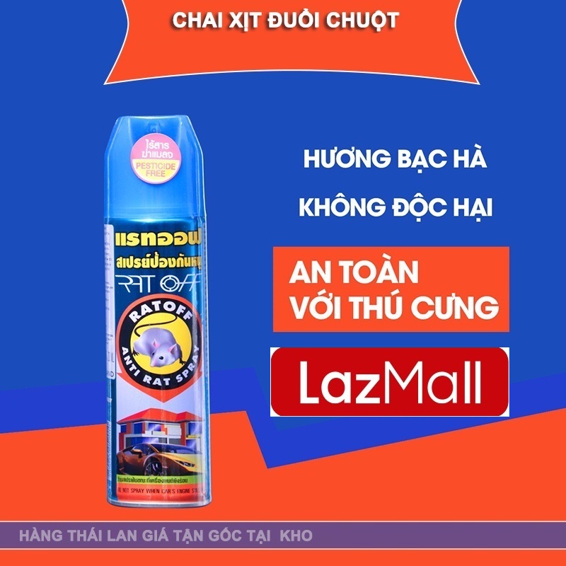  100% LazMall Chính Hãng Xịt Đuổi Chuột RAT OFF Thái Lan 300ml – Đuổi Chuột Siêu Nhanh Mùi Bạc Hà Không Độc Hại An Toàn 
