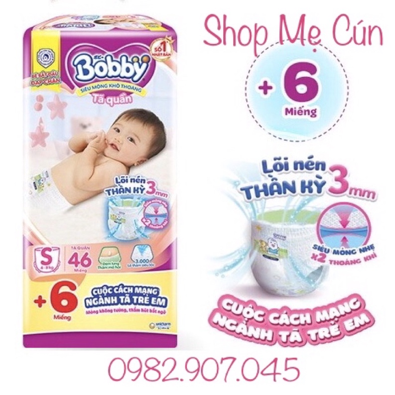 Tã quần bobby s46 tặng 6