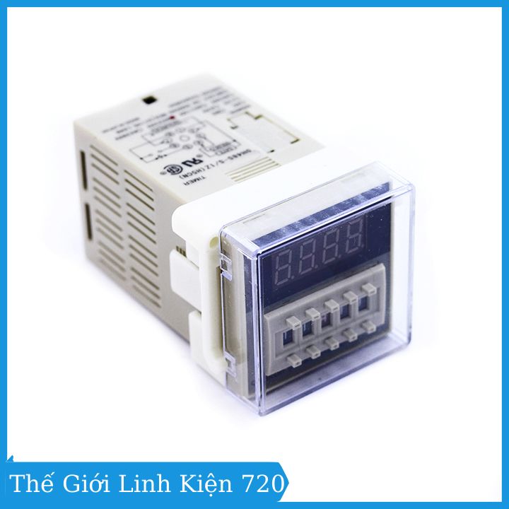 Rơ le thời gian dh48s-2z hiển thị kỹ thuật số bộ đếm rơ le thời gian trễ 220vac 0.1s-99h 8 chân tròn