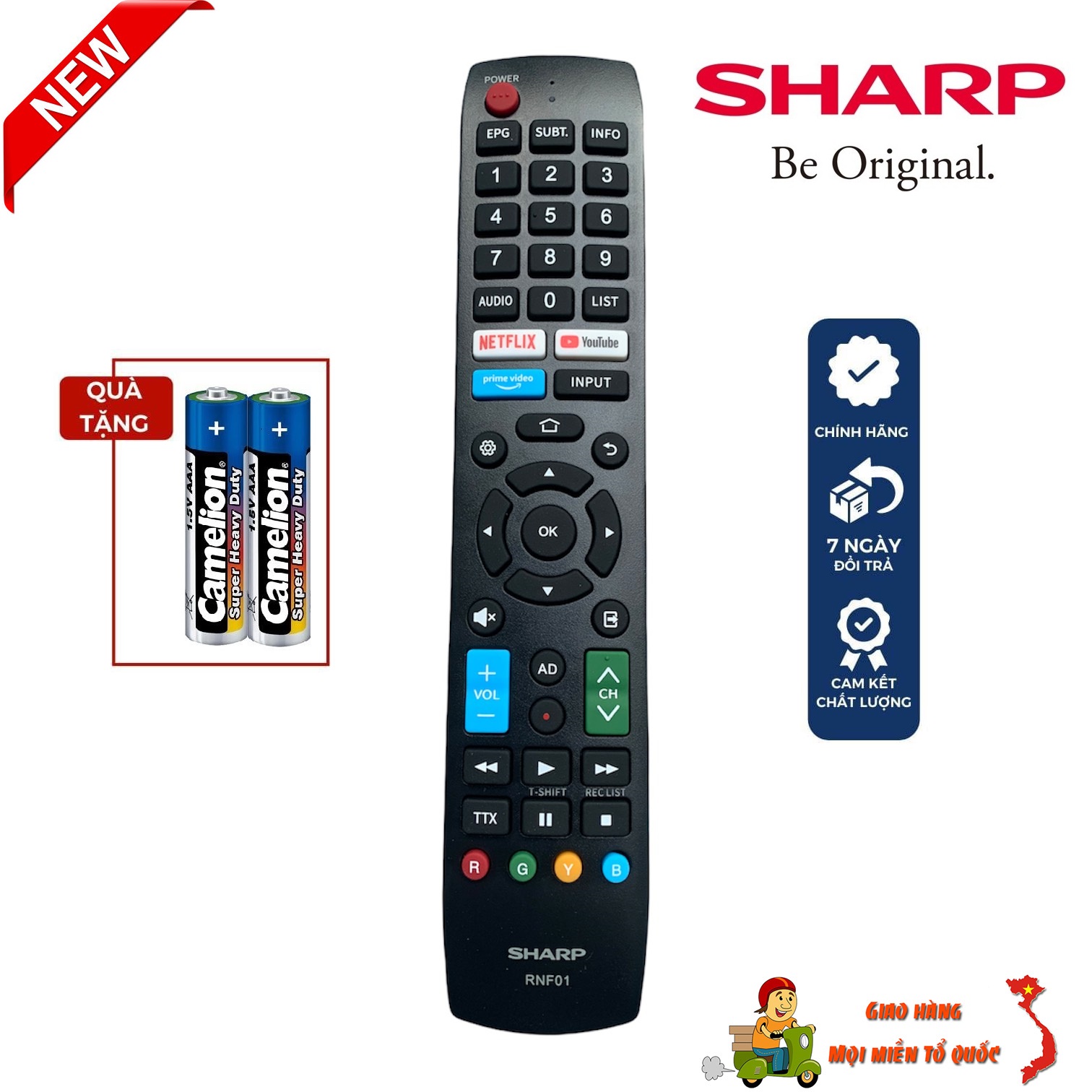 Điều khiển tivi Sharp Smart RNF01 hàng zin theo máy, tương thích 4T-C55CJ2X 2T-40CE1X, remote tivi sharp C55CJ2X, rimot tivi sharp 40CE1X, mót tivi sharp