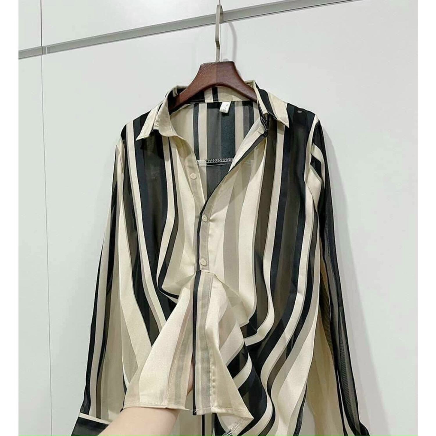 Áo sơ mi kẻ sọc lụa satin cao cấp