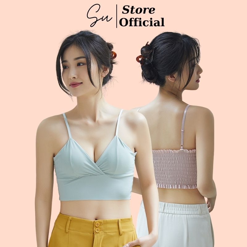 Áo bra 2 dây có mút ngực SU STORE OFFICIAL mút mỏng, áo lót nữ nâng ngực lưng thun, áo ngực 2 dây mút mỏng, áo 2 dây định hình vòng một