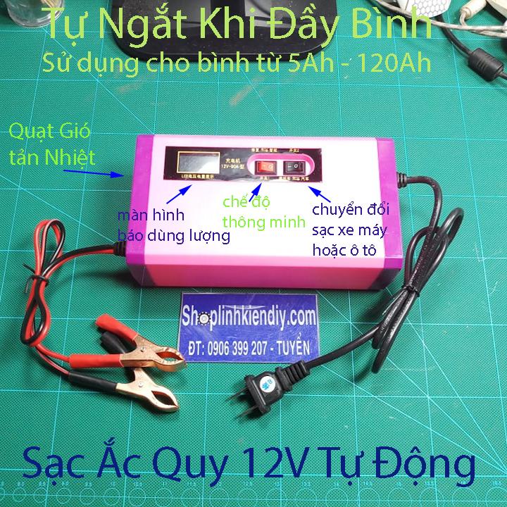 Bộ nạp bình ắc quy thông minh tự động 12v 5ah - 120ah