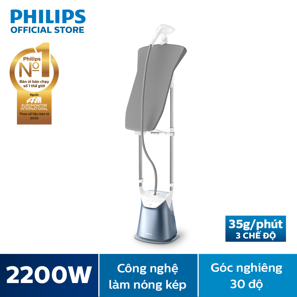 Bàn Ủi Hơi Nước Đứng Philips GC625/29 2200W-Áp Suất Bơm Tối Đa 6 Ba-Rơ-Hơi Phun Tăng Cường Lên Đến 90G