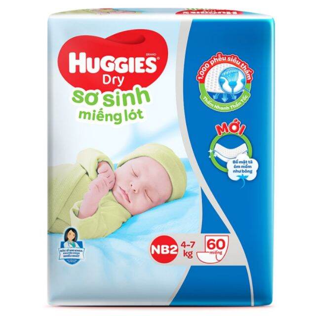 Miếng lót sơ sinh huggies newborn 2 giá siêu km
