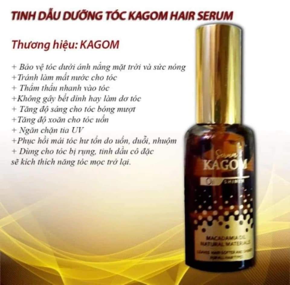 Tinh Dầu Dưỡng tóc KAGOM HAIR SERUM  Cô Đặc Giúp phục hồi tóc hư tổn, Chống gãy rụng, Khô Xơ và Chẻ Ngọn