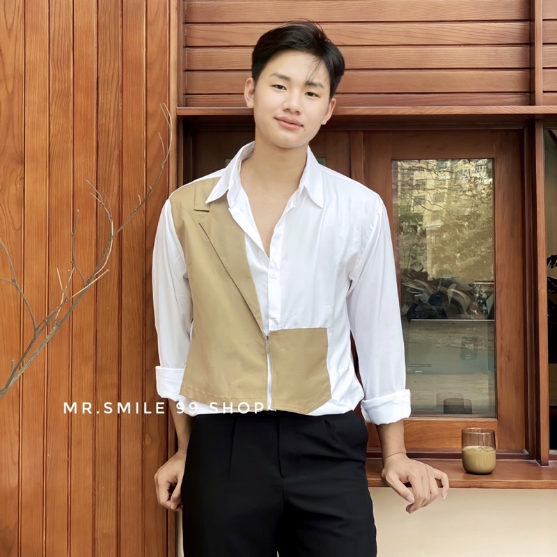 Giảm Giá ∋Áo Sơ Mi Nam Tay Dài Phối Kaki Phong Cách Hàn Quốc Unisex Hàng  Thiết Kế Mr.Smile 99 Shop - Beecost