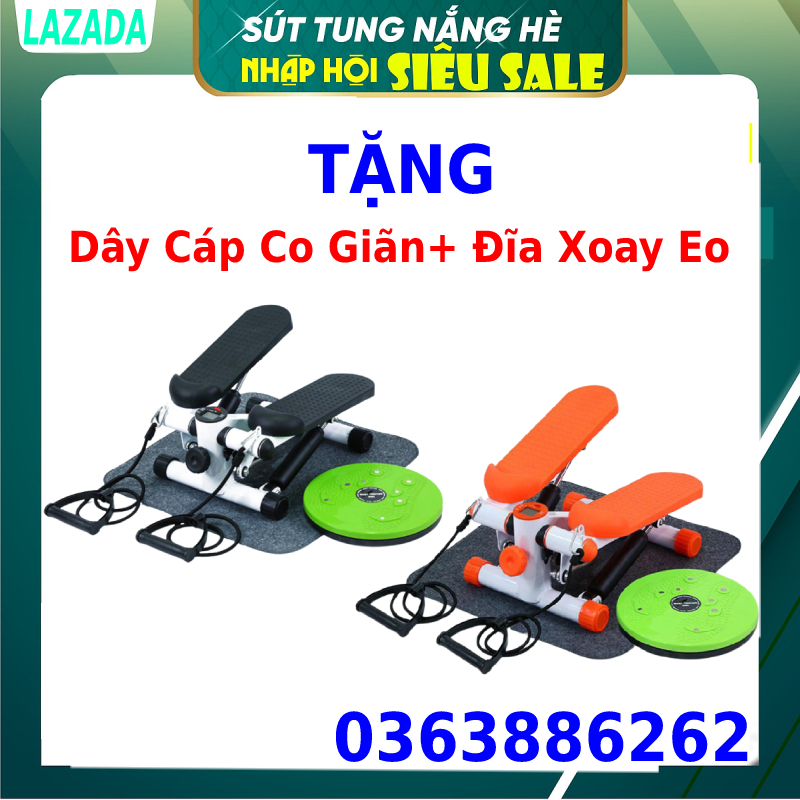 Máy chạy bộ máy bước tại nhà 🎁FREESHIP🎁 máy chạy bộ máy bước chân mini Stepper phiên bản Luxury tặng kèm dây cáp + bàn xoay eo