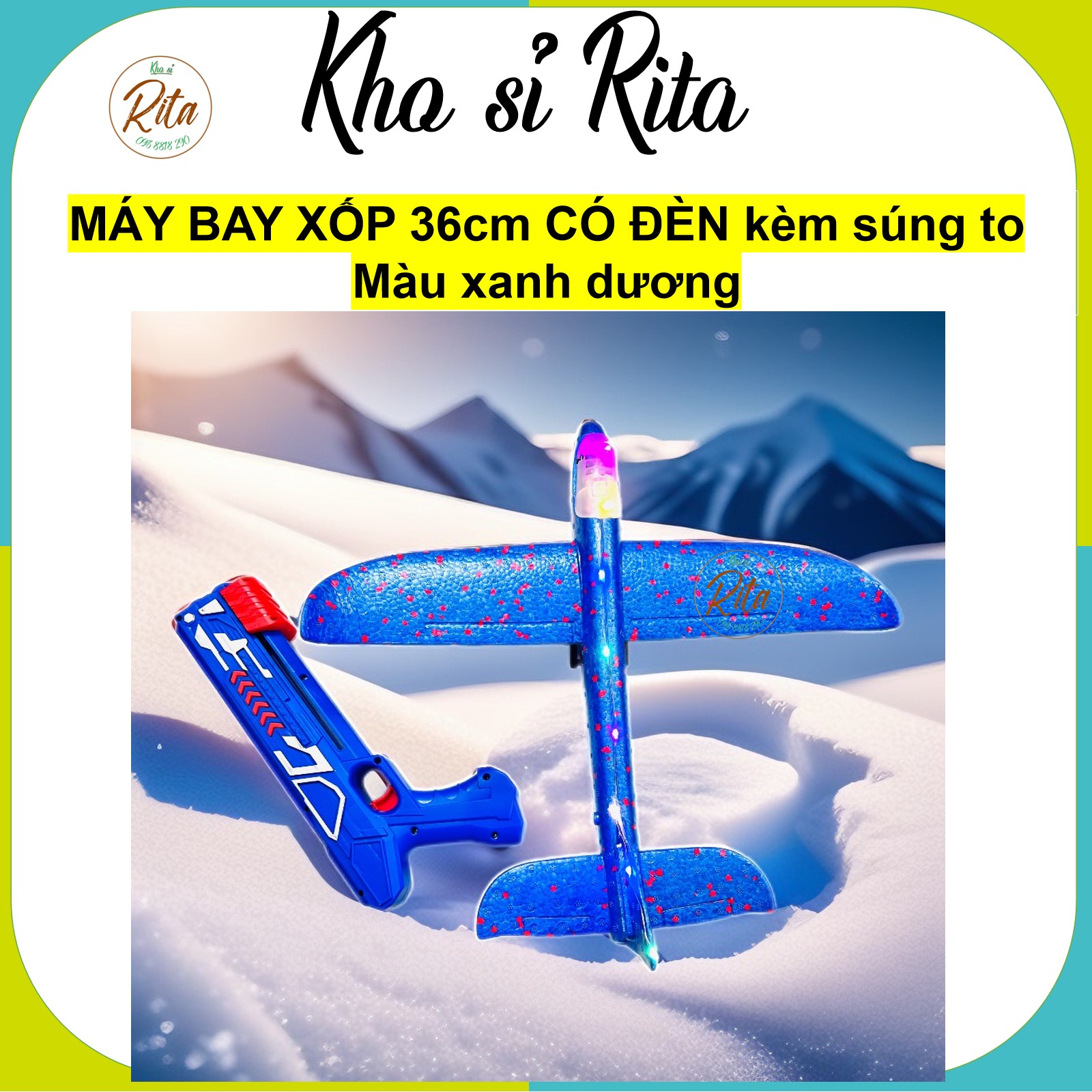 Ritahcm - Máy Bay Xốp Đèn Led toàn thân 48cm, súng bắn máy bay