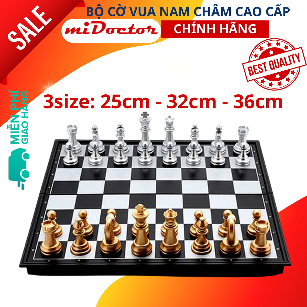 Bộ cờ vua nam châm cao cấp 25x25x2cm - tiêu chuẩn quốc tế