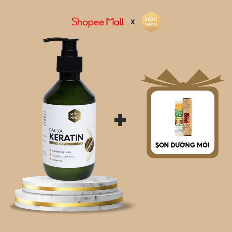 Dầu xả keratin mộc nhu 300ml - giúp phục hồi tóc và suôn mượt