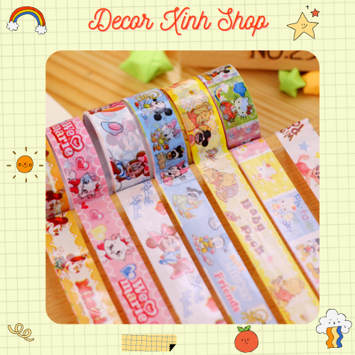 Combo 5 cuộn băng dính washi tape nhiều họa tiết giả rẻ 🌺🌺