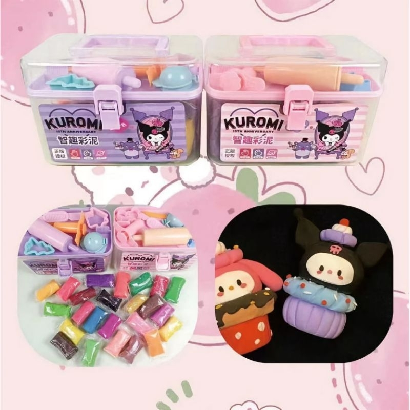 Đất sét nặn kuromi 20 màu - đất sét, đất nặn tự khô kuromi hộp 20 màu +tặng kèm phụ kiện. an toàn cho bé.