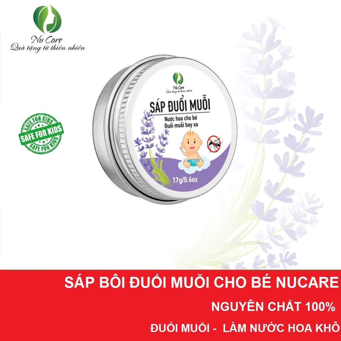 [HCM]Sáp Bôi Đuổi Muỗi NuCare 17gram an toàn cho bé chống muỗi giảm vết thâm