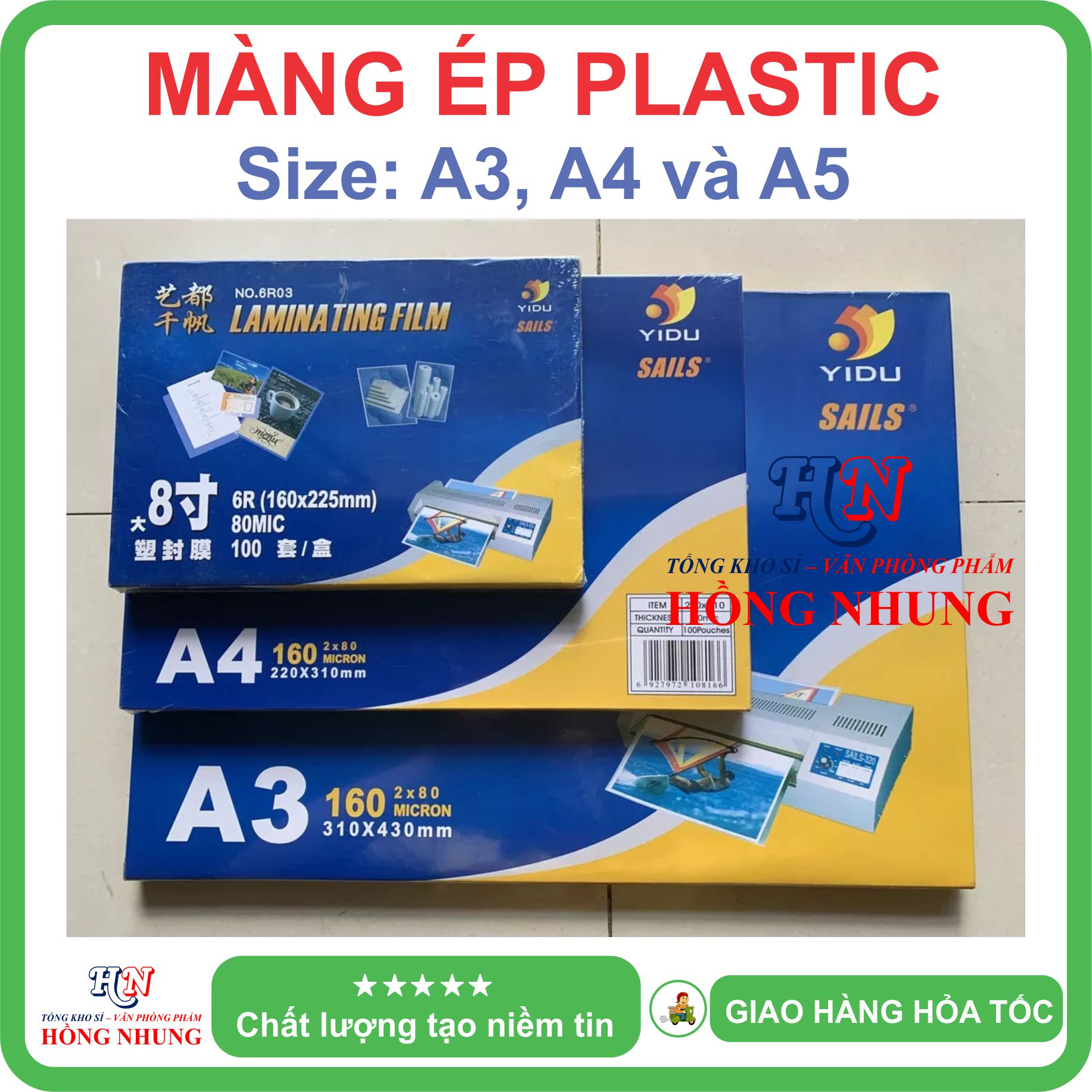 [SALE] Màng Ép Plastic A3, A4, A5, A6 Yidu 2x80 Mic (Laminating Film), Xấp 100 Cái, Giúp Lưu Trữ, Bảo Vệ Hình Ảnh, Giấy Tờ Của Bạn Không Bị Hư Hỏng.