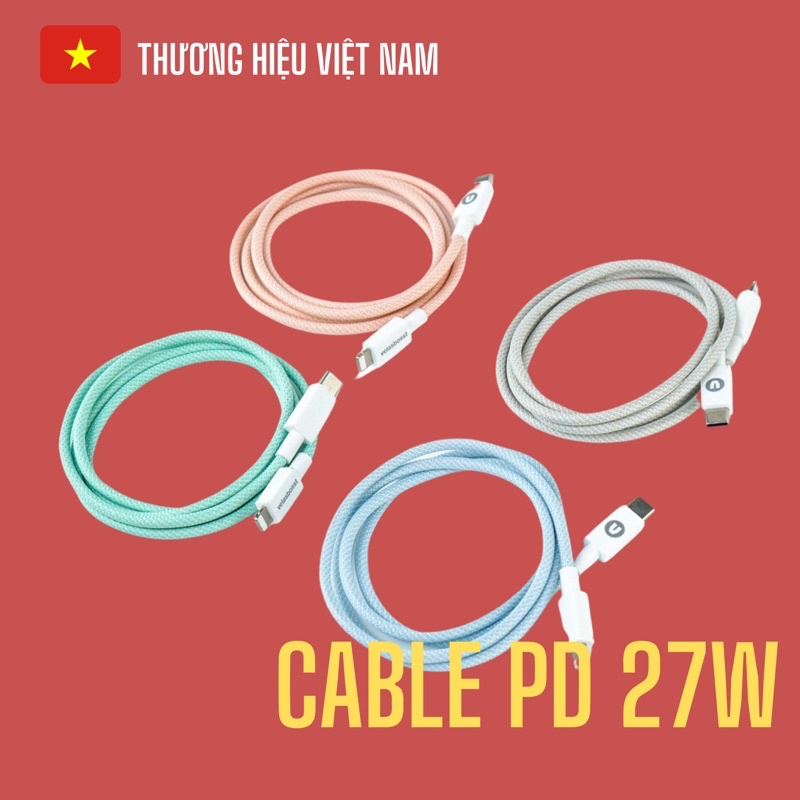 Cáp sạc nhanh cho ip pd velasboost 27w dài 0.9m