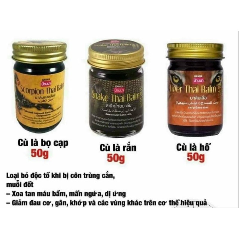 Combo 3 hủ dầu cù là xoa bóp Thái Balm như hình