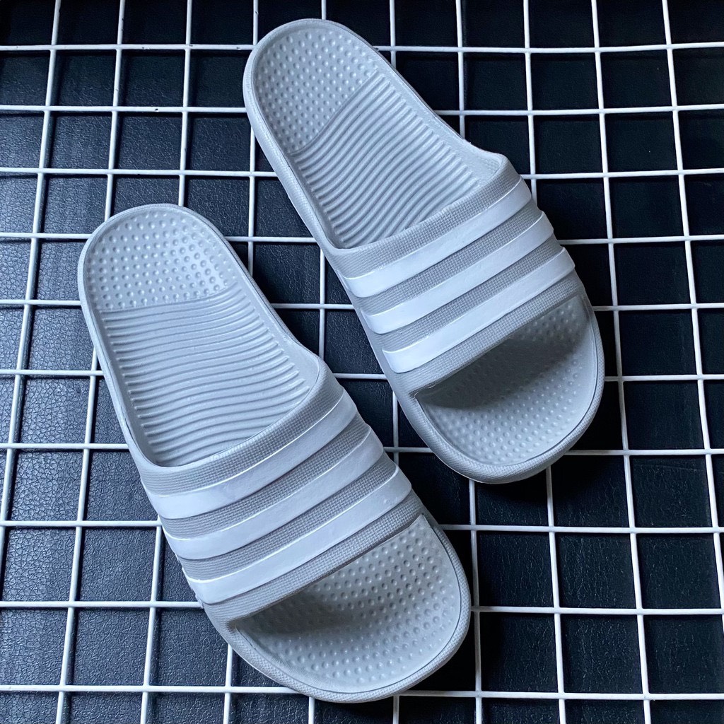 [HCM]Dép Nam Đúc ADIDAS 3 Sọc Quai Ngang Hàng VNXK ( Hình Thật ) - Đế Xám Trắng Sọc Trắng - Dép Nam Thể Thao 20201009 017