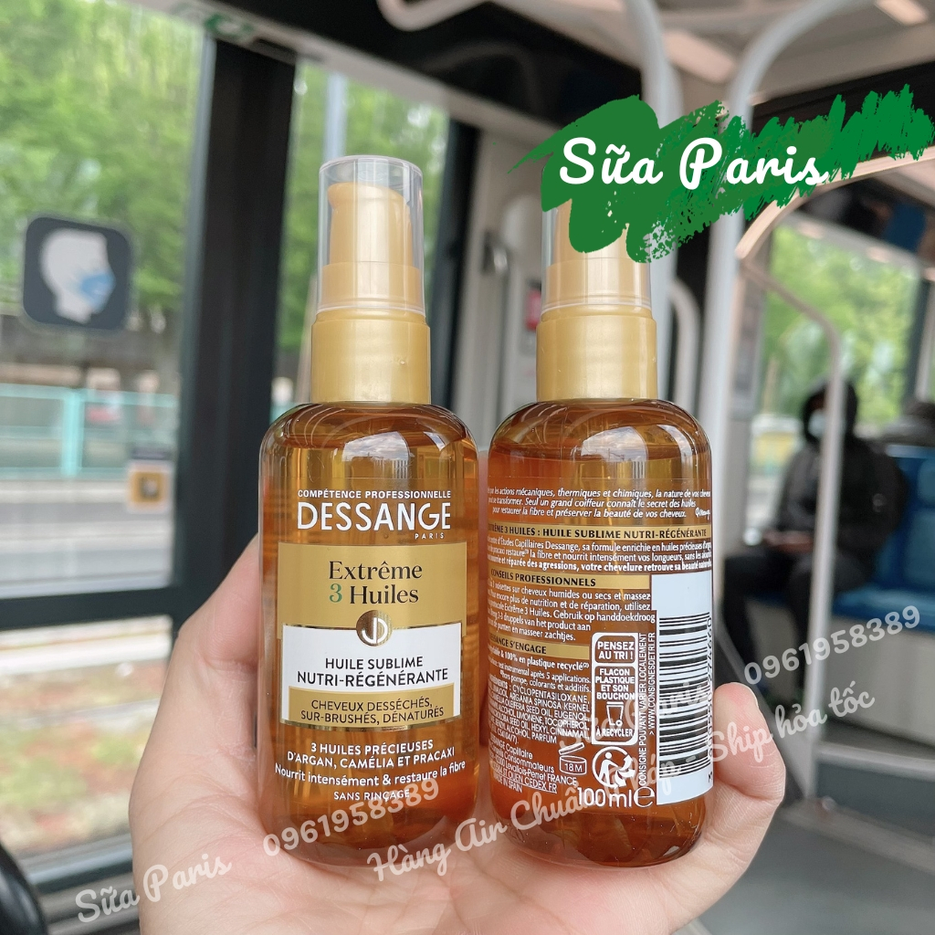 Tinh dầu dưỡng tóc Dessange Extreme 3 Huiles của Pháp, giúp dưỡng, phục hồi tóc yếu, tóc hư tổn_Sữa Paris Aderma
